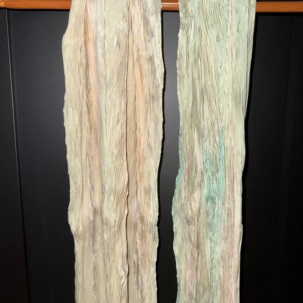 Cream and Green Lightweight Scarf Wrap